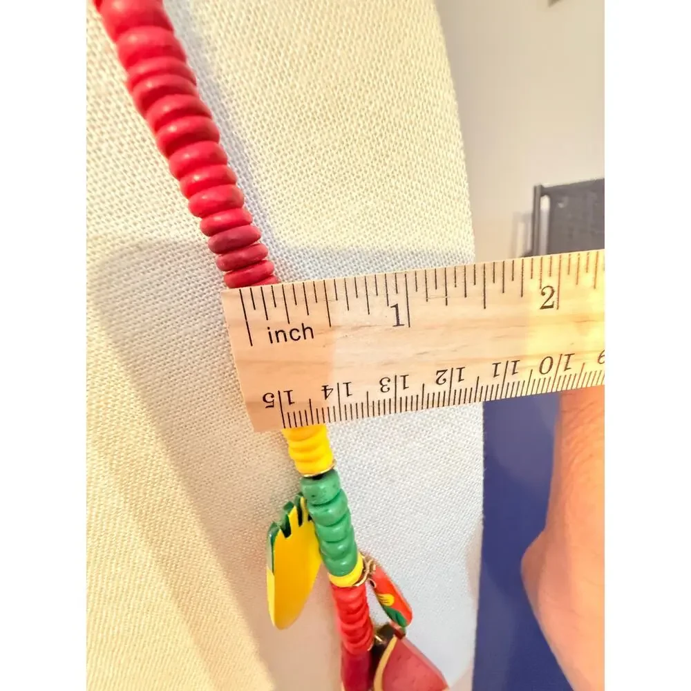 Vintage Tropical Charm Bead Necklace 30”